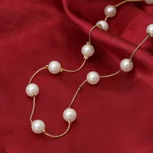 Anti-Allergy Simulated Pearl Necklace Gold Color