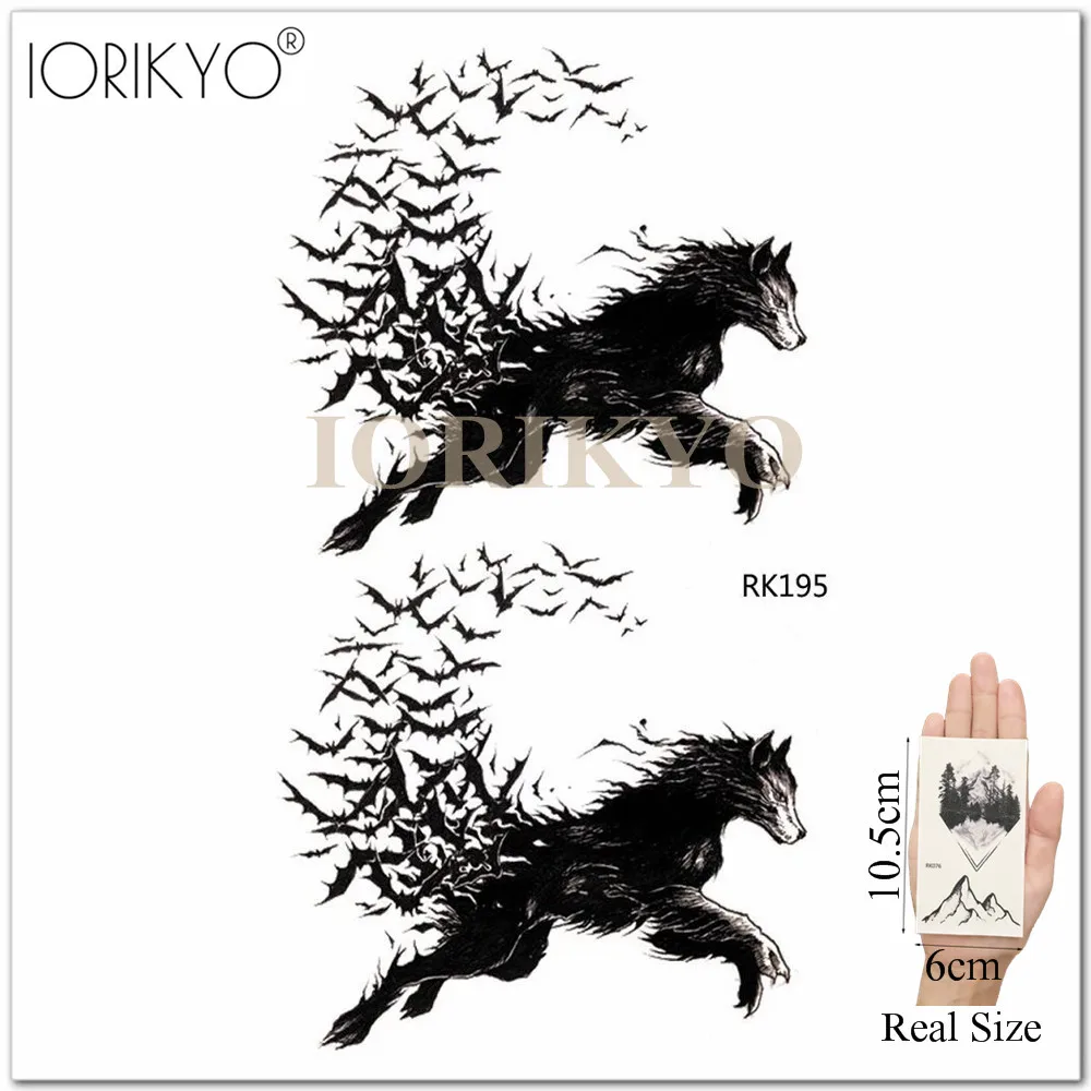 IORIKYO мужские черные треугольные морские волнистые тату наклейки для женщин