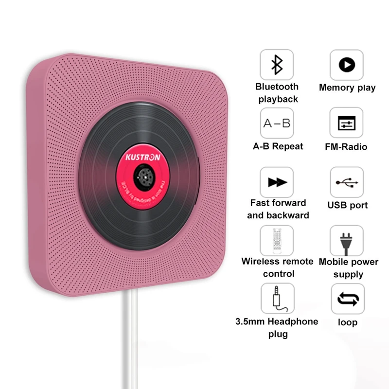 Kustron настенный Bluetooth Cd-плеер Bluetooth аудио динамик пренатальное Образование Раннее Образование Hifi Динамик Usb накопитель