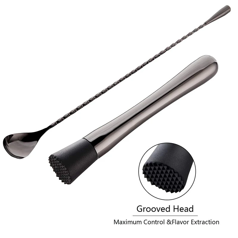 Cocktail Shaker Bar Set 18oz & 28oz Boston Shaker Tin Strainer Double Jigger 12" Mixing Spoon