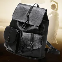 Ретро Омывается кожаная сумка Новинка 2017 Урожай Drawstring Рюкзак женские корейские известные бренды рюкзаки бежевый рюкзак женская сумка 8