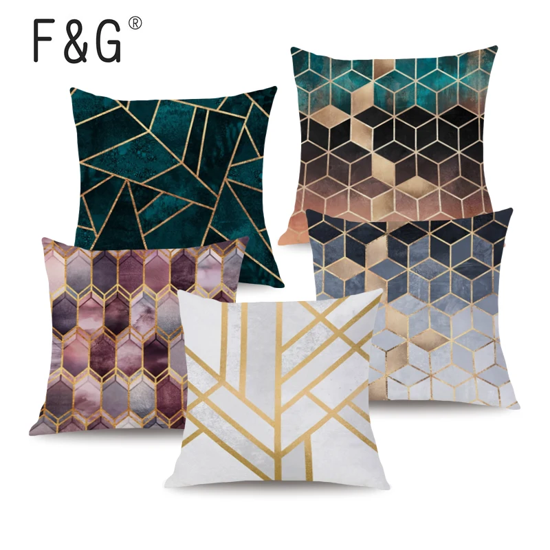 

Decorative Cushions Cover Geometric Printed Polyester Pillow Cover Decor for Home Decoration Sofa Pillowcase