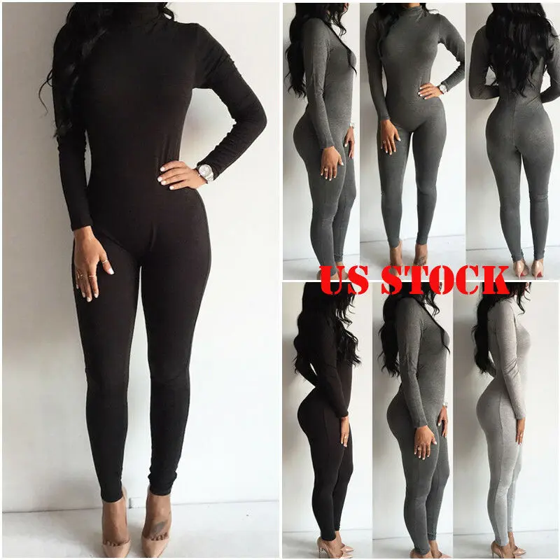 

Local Stock Women Clothes Zipper Clubwear Bodysuits Playsuit Long Sleeve Bodycon Party Jumpsuit Trousers Bodysuit 6-14
