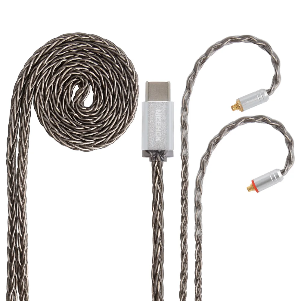 NICEHCK 8 Core Silver Plated Upgrade Cable TypeC/Type-C/3.5/2.5/4.4mm MMCX/2Pin For KZZSN/ZS10/ZS7 TRNCCAC10 C12NICEHCK DB3/NX7