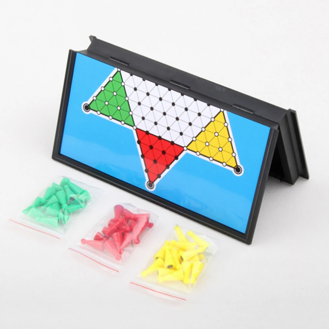 

Portable Folding Chess Board Magnetic Chinese Checkers Set Game Play Toy Board Game Party Fun Birthday Gift Halma- Color Random