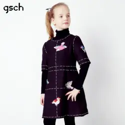 Обувь для девочек Платья для женщин детская одежда с героями мультфильмов принтом птиц 2018 мода платье принцессы зимняя Эльза платье халат