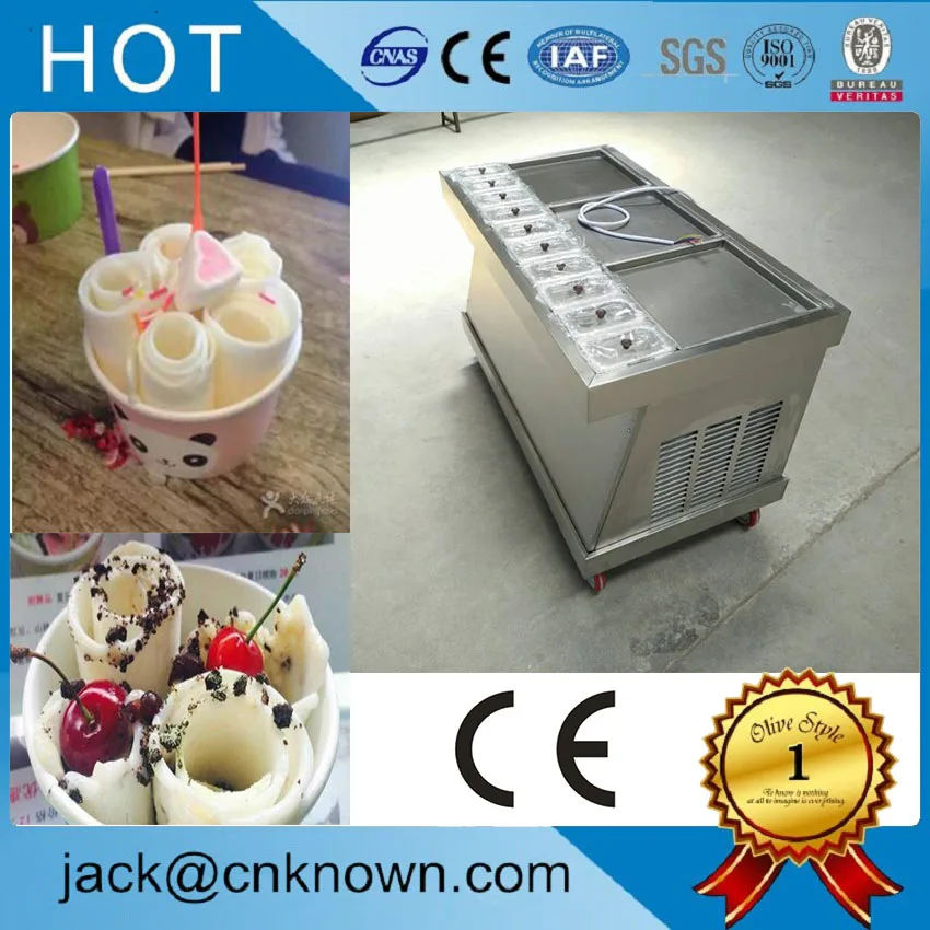 

Food 304 Stainless Steel 4 wheels 3 flat roll frying ice cream machine with good feedback