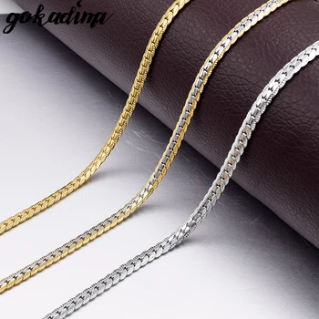 

GOKADIMA women necklace,4mm wide NK Figaro Chain For Lady 60cm charm classical flat links snake necklace female jewelry,kuwintas