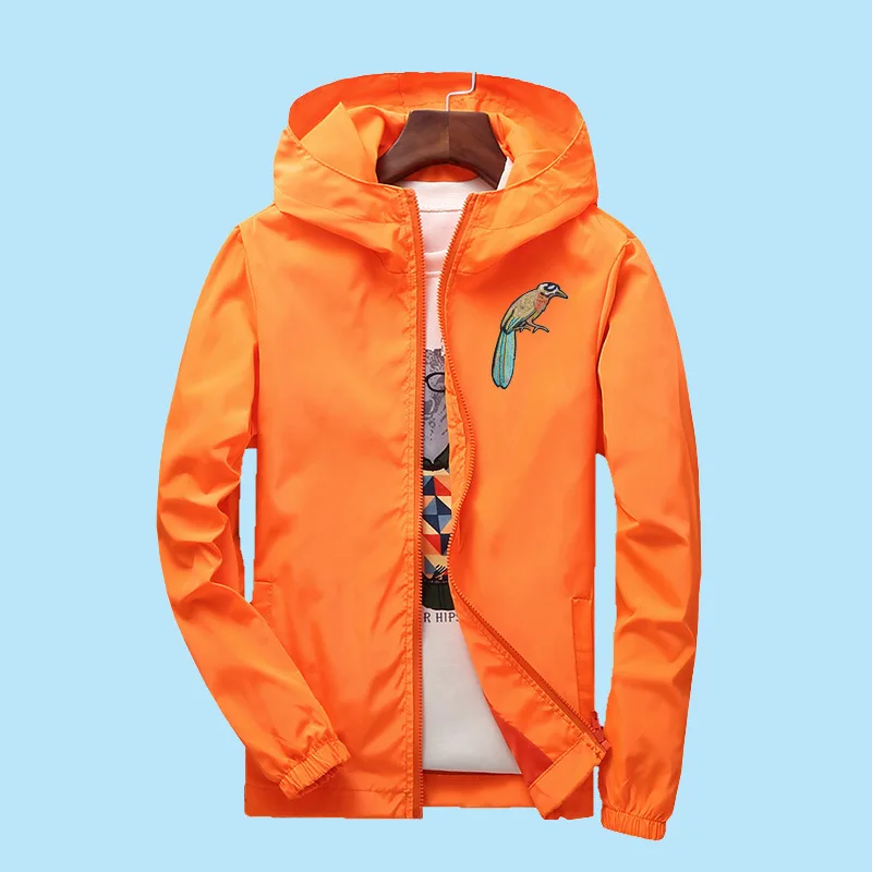 

NIANJEEP Plus Size S-7XL Spring Summer Wind Jacket Bird Embroidery Couples Windbreakers Men Lightweight Causal Coat windbreaker