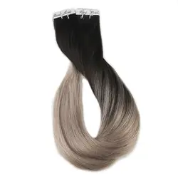 Полный блеск 40 шт. перука лента в наращивание волос # 1B выцветание до #18 пепел блондинка Remy человеческие волосы цветные расширения 100 г 40 шт