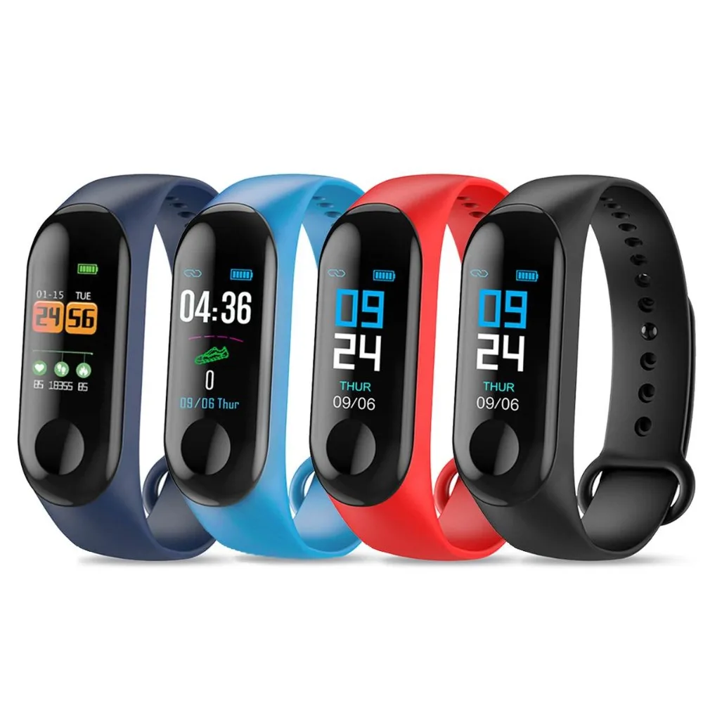 

10pcs/lot M3 Bluetooth Sports Smart Watch with Blood Pressure Alarm Heart Rate Clock Step Fitness Tracker for Android & IOS