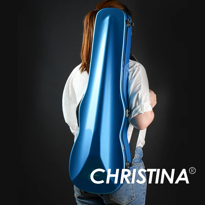 

High quality Italy Christina violin case 4/4 violin carbon fiberglass case blue case Violin accessories