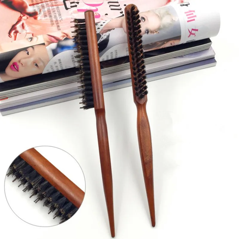 

1Pcs Pro Hair Brush Wood Handle Fluffy Bristle Comb Dish Hairdressing brush Hairstyle Barber Scalp Massage Hair Styling Tool ty