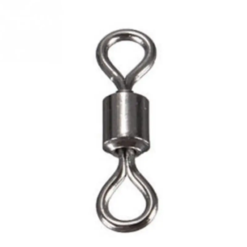 

100Pcs Round 8 Shape Eye Rolling Swivels Rig Sea Carp Fishing Tools Multi Sizes Ball Bearing Swivel Solid Rings Fish Connector
