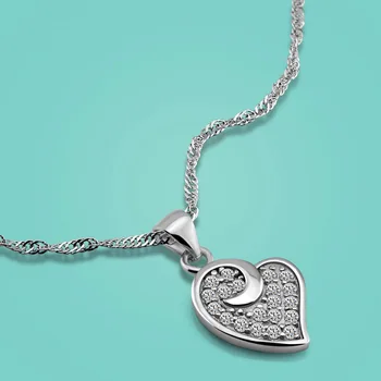 

Minimalist S925 Sterling Silver Necklace Heart Pendant Solid Silver Wave Chain Ladies Fashion Jewelry Anniversary gift bijoux