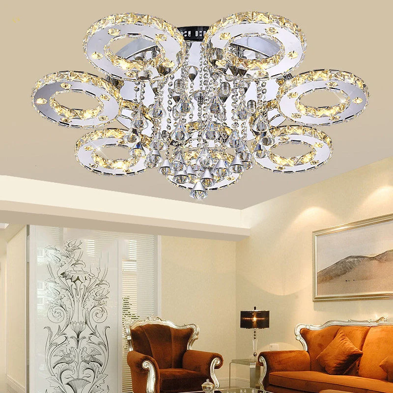 Modern Crystal Chandelier Lighting Flush Mount Chandeliers Light Ceiling Lamp Fo