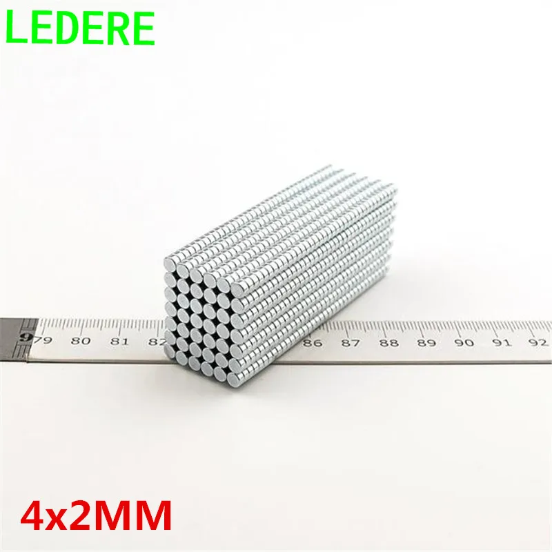 LEDERE 100 шт 4x2 n35 4 мм* 2 мм meodymium магнит мини диск диаметром 4 мм x 2 мм сильный Мощный круглый 4*2 неодимовый магнит ручной работы