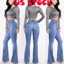 Новые модные женские с высокой талией расклешенные Джинсовые Брюки расклешенные джинсы модные легкие джинсовые женские повседневные расклешенные брюки