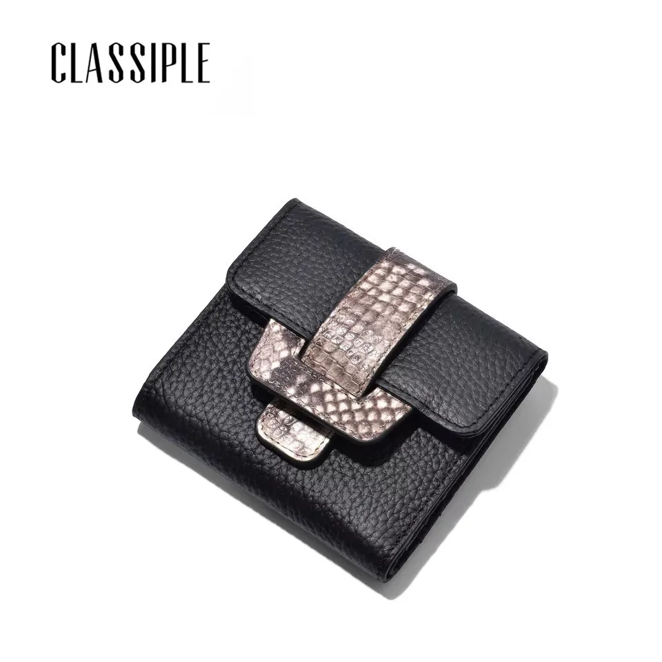 Women Wallets Short Wallet Ladies Genuine Leather Leopard Black Purse Wallet Female Women Zipper Purse Card Holder Cartera Mujer