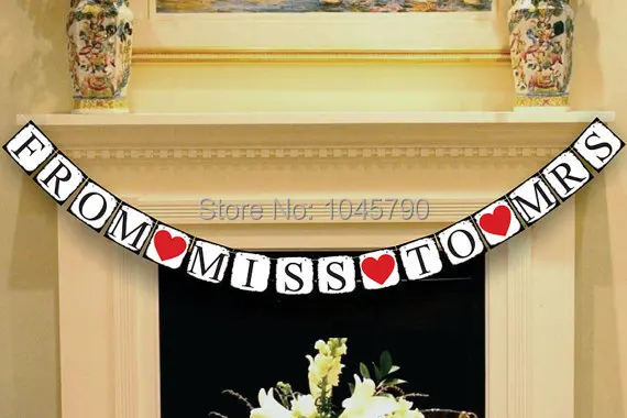 

Free Shipping 1 X FROM MISS TO MRS Banner Bridal Shower Sign Wedding Party Decoration Supplies