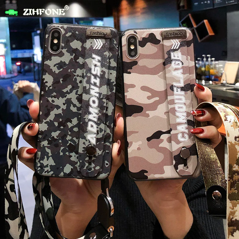 

Fundas Camouflage Pattern Camo On Huawei Honor 7X Cases Lanyard Wristband Military Cute Army Camo for Huawei Honor 8X Cases Capa
