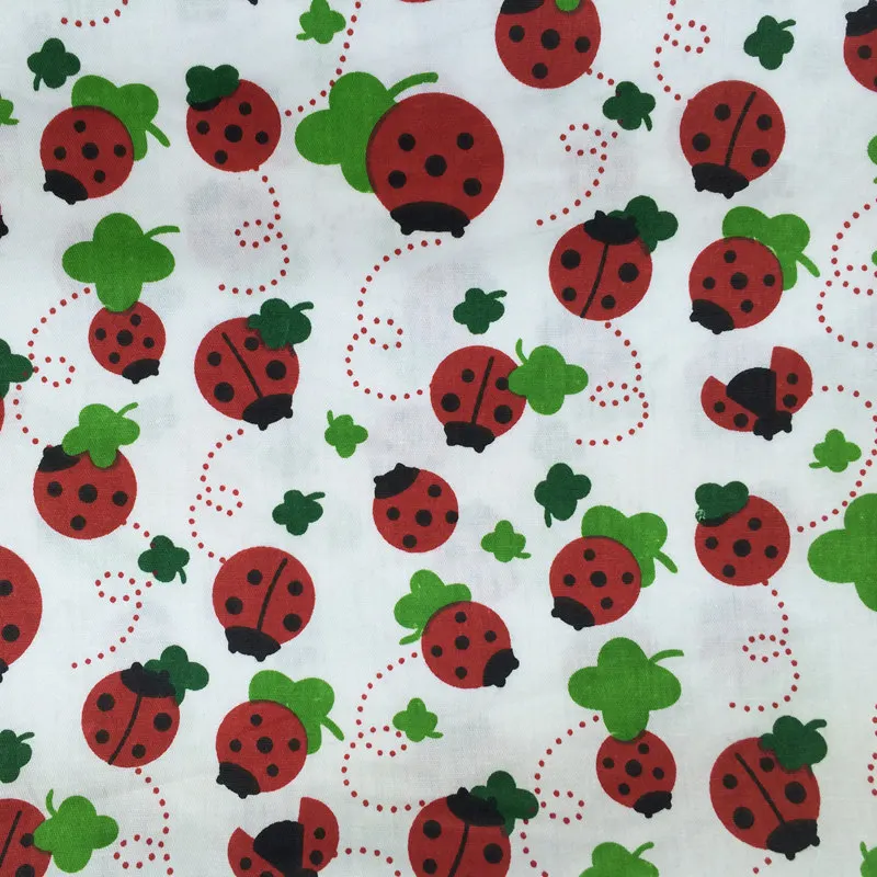 

1 piece 40*50cm 100% Cotton Ladybug Printed Fabic Toys Tilda Cloth Patchwork Sewing Tissue for Toys Bags Quilting PB186
