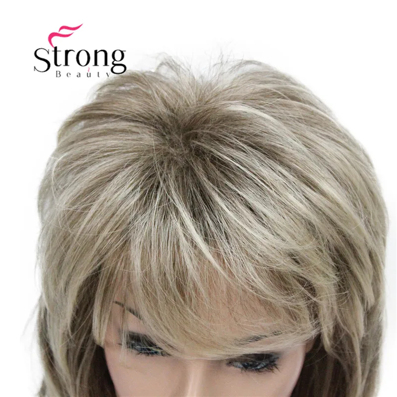 StrongBeauty-Peruca sintética para mulheres, salsicha longa, em camadas, ombre, loira, boné clássico, perucas sintéticas, escolha de cores