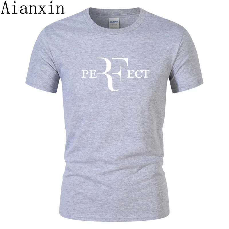 

2019 brand Fashion Roger Federer RF Print T Shirt Men Short Sleeve Tshirts Tops Hip Hop T shirt homme Man cotton casual T shirts