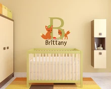 Cute Fox Personalized Name Wall Stickers Monogram Vinyl Wall Decal High Quality Wallpaper Decor Kids Boys