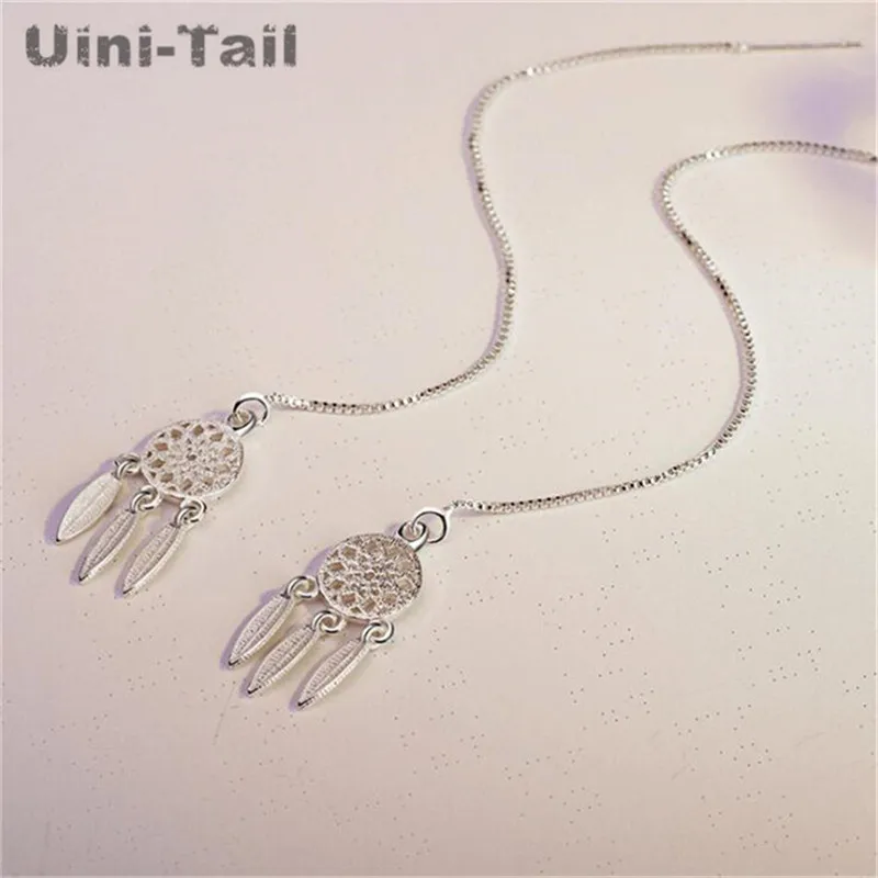 

Uini-Tail new 925 sterling silver Korean literary temperament dream catcher ear line personality hollow earrings wholesale GN364
