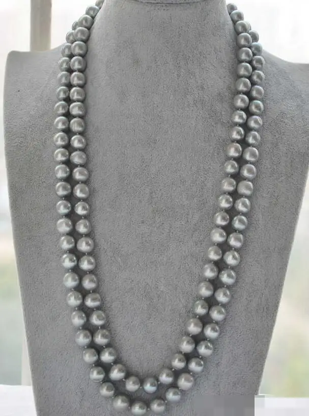 

song voge gem nanJ2364 2 row ROUND GRAY PEARL NECKLACE MABE