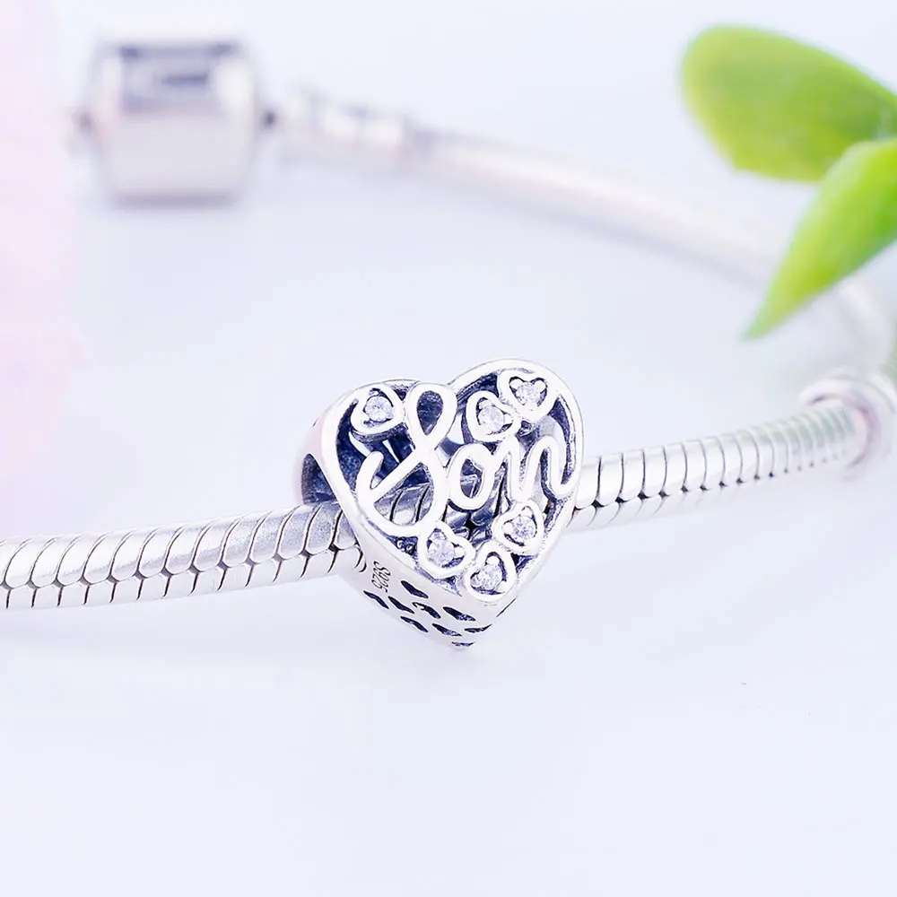 Authentic 925 Sterling for love coeurs Main Perles Fit Original Bracelets Argent