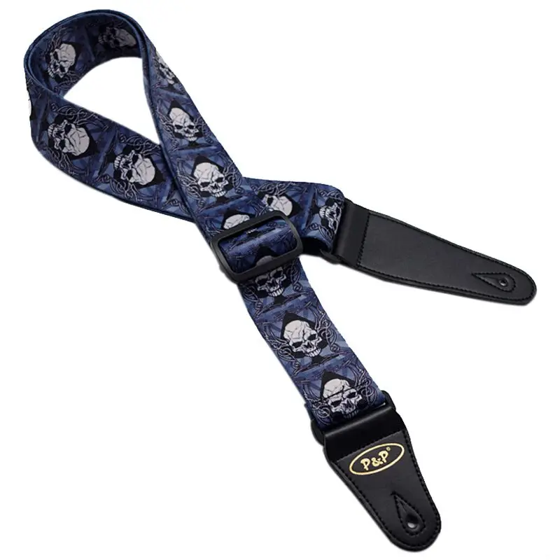 SALES 5xP&P Guitar Strap PU Leather Ends For Acoustic Folk Bass Blue