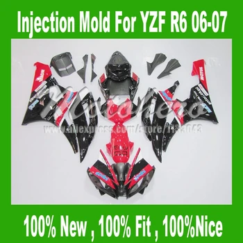 

Injection mold fairings for 06 07 Yamaha YZF-R6 06 07 #3E1A1 YZF R6 06 07 YZF 600 R6 06 07 Red black fairing kits 7gifts