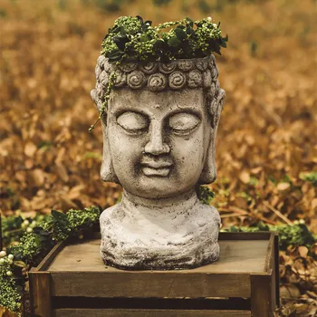 

Creative Moai Buddha Head Vase Cement Art Human Face Flower Vases Home Decor Crafts Room Decoration Figure Statue R1806