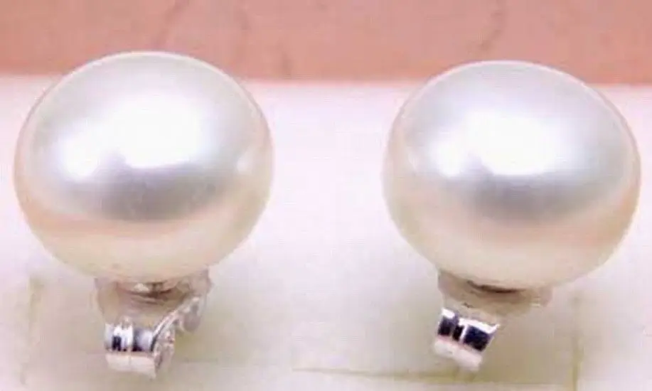 

SALE Big 11-12mm Natural White Freshwater Pearl Earring & silver S925-earring