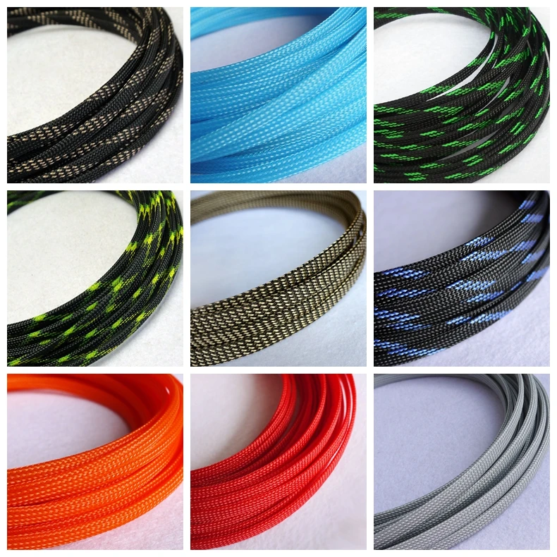 12meter 8mm Cable Sleeves Encryption PET Snakeskin mesh 3 Wire ...