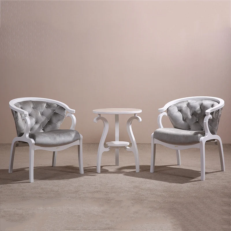 NoEnName_ white Retro nostalgia suitable for living room set chair solid wood tea table elegant end table antique design furnitu