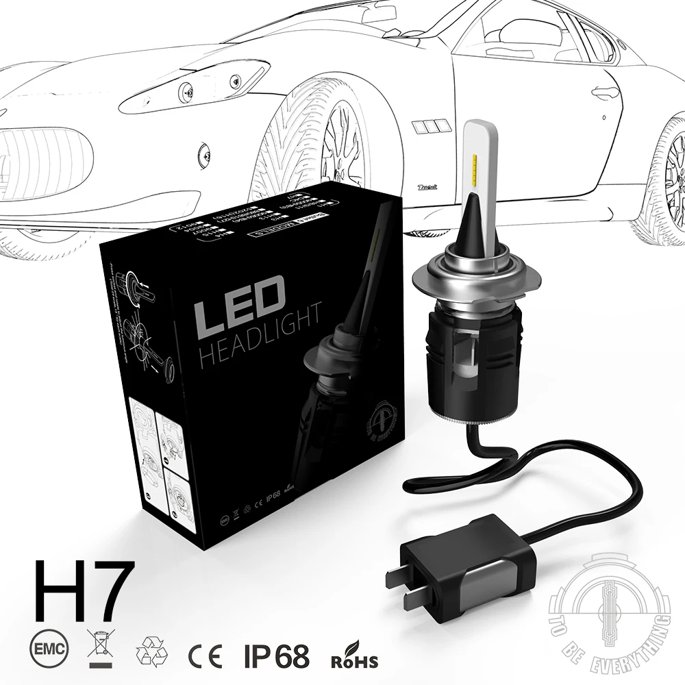 1 Set H7 Bullet B6 LED Headlight Slim Kit 42W 5200LM CSP Y11 Chips All in