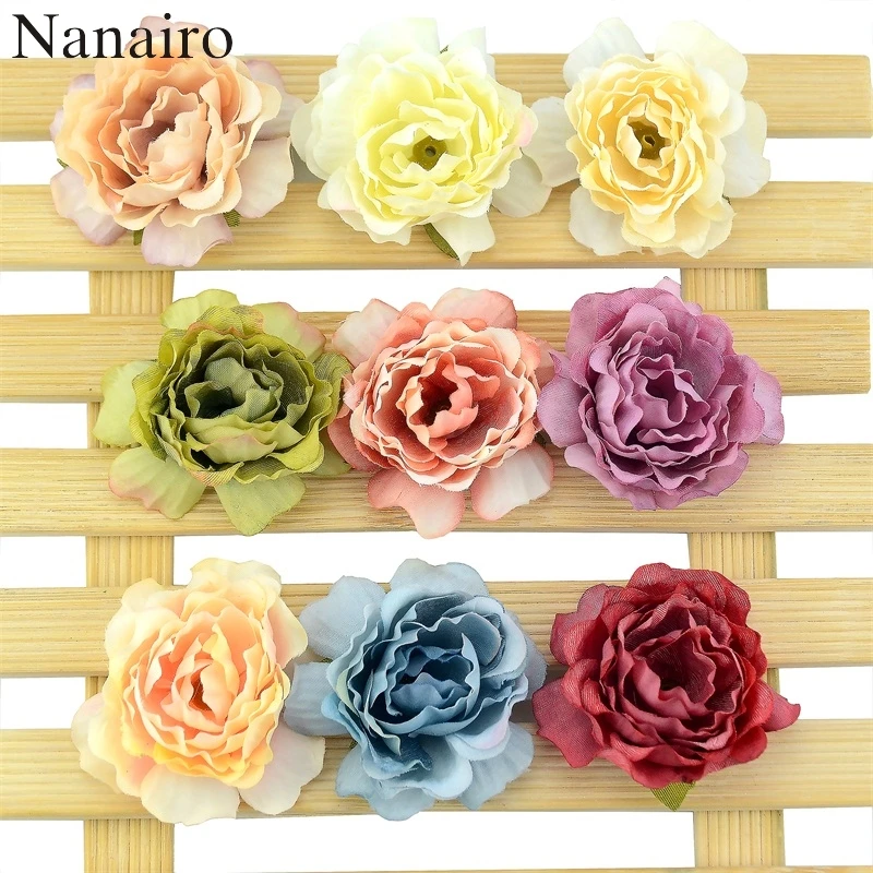 10pcs Oil Painting Materials Artificial Silk Rose Flowers Heads