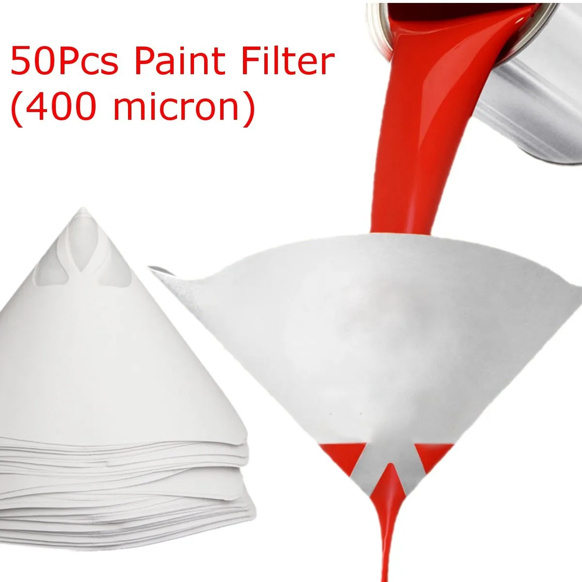 

50Pcs Fine Paint Paper Strainers (400 micron) Sieve Filter Nylon Mesh Net Funnel 9.5x16cm