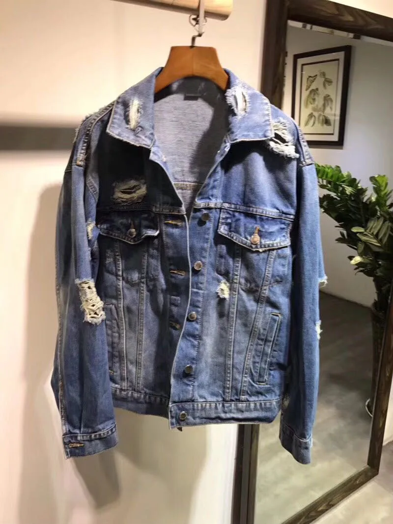 Nouveau Denim Trou Manteau Veste Printemps Tutu 2018 Femmes OwqgF7O