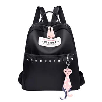 

New Waterproof Nylon Women Backpack Zipper School Bags For Teenagers Girls Small Pendant Backpack Female Multifunction Rucksack