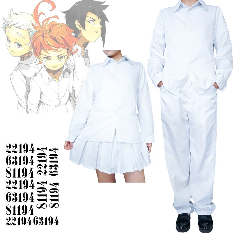 

The Promised Neverland Yakusoku no Neverland Emma Shirt Dress Norman Shirt Pants School Uniform Outfit Anime Cosplay Costumes