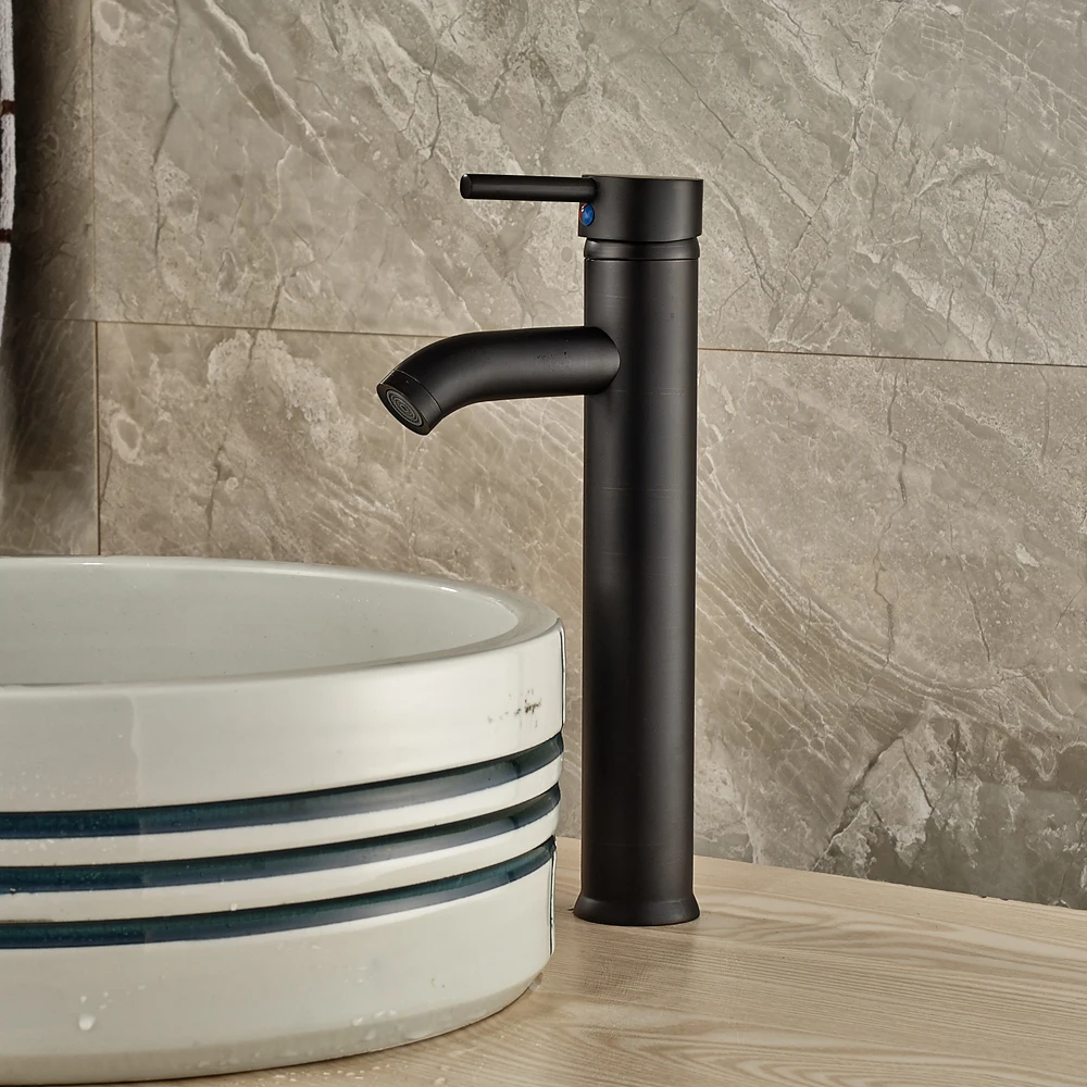 

Oil Rubbed Bronze Finished Single Handle Bathroom Sink Faucet Hot/Cold Water Mixer Tap