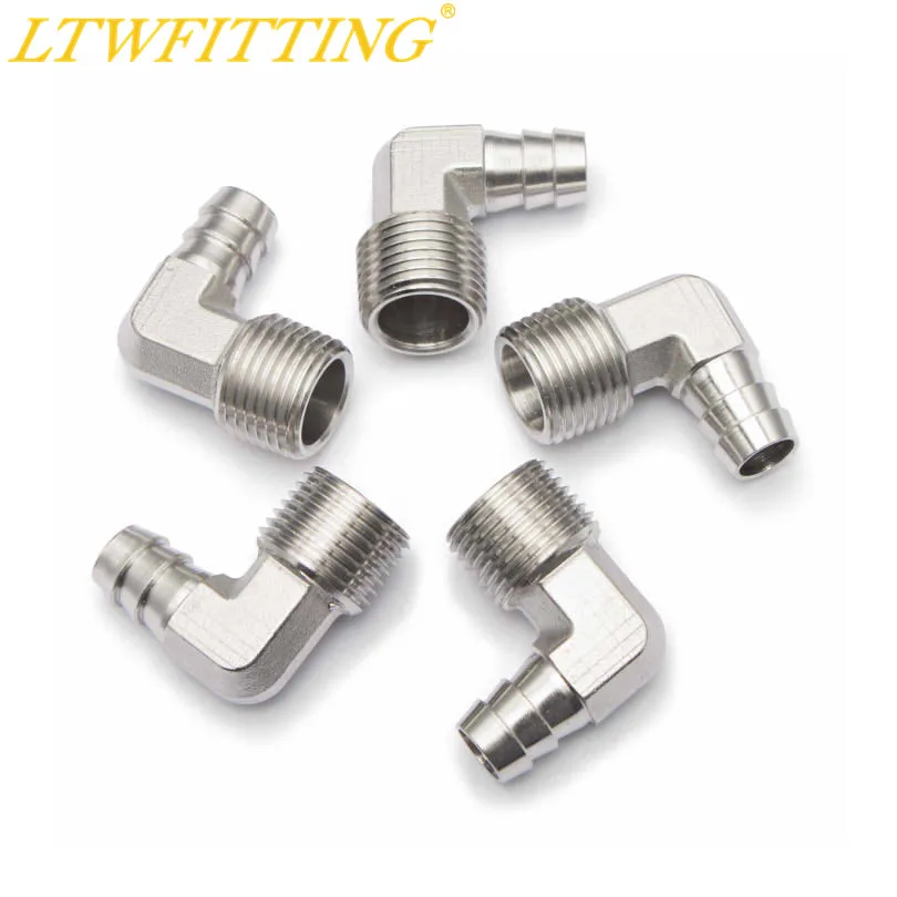 LTWFITTING 90 Degree Elbow Stainless Steel 316 Barb Fitting 1/2&quot ID Hose x Male NPT Air Gas | Обустройство дома