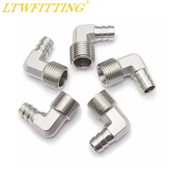 

LTWFITTING 90 Degree Elbow Stainless Steel 316 Barb Fitting 1/2" ID Hose x 1/2" Male NPT Air Gas