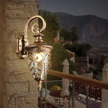 Американский светодиодный настенный светильник наружный настенный светильник освещение водонепроницаемый садовый настенный фонарь светильники алюминиевые стеклянные антикварные огни крыльца