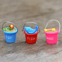 Miniature Fishing Bucket Bonsai Figurine Sand Toy Home Decoration Mini Fairy Garden Simulation statue toy resin craft TNB044
