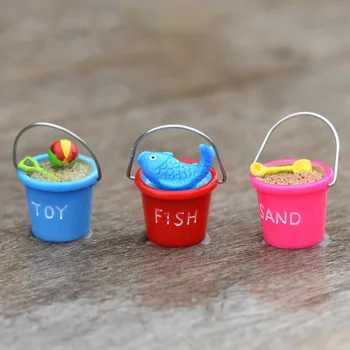 

Miniature Fishing Bucket Bonsai Figurine Sand Toy Home Decoration Mini Fairy Garden Simulation statue toy resin craft TNB044